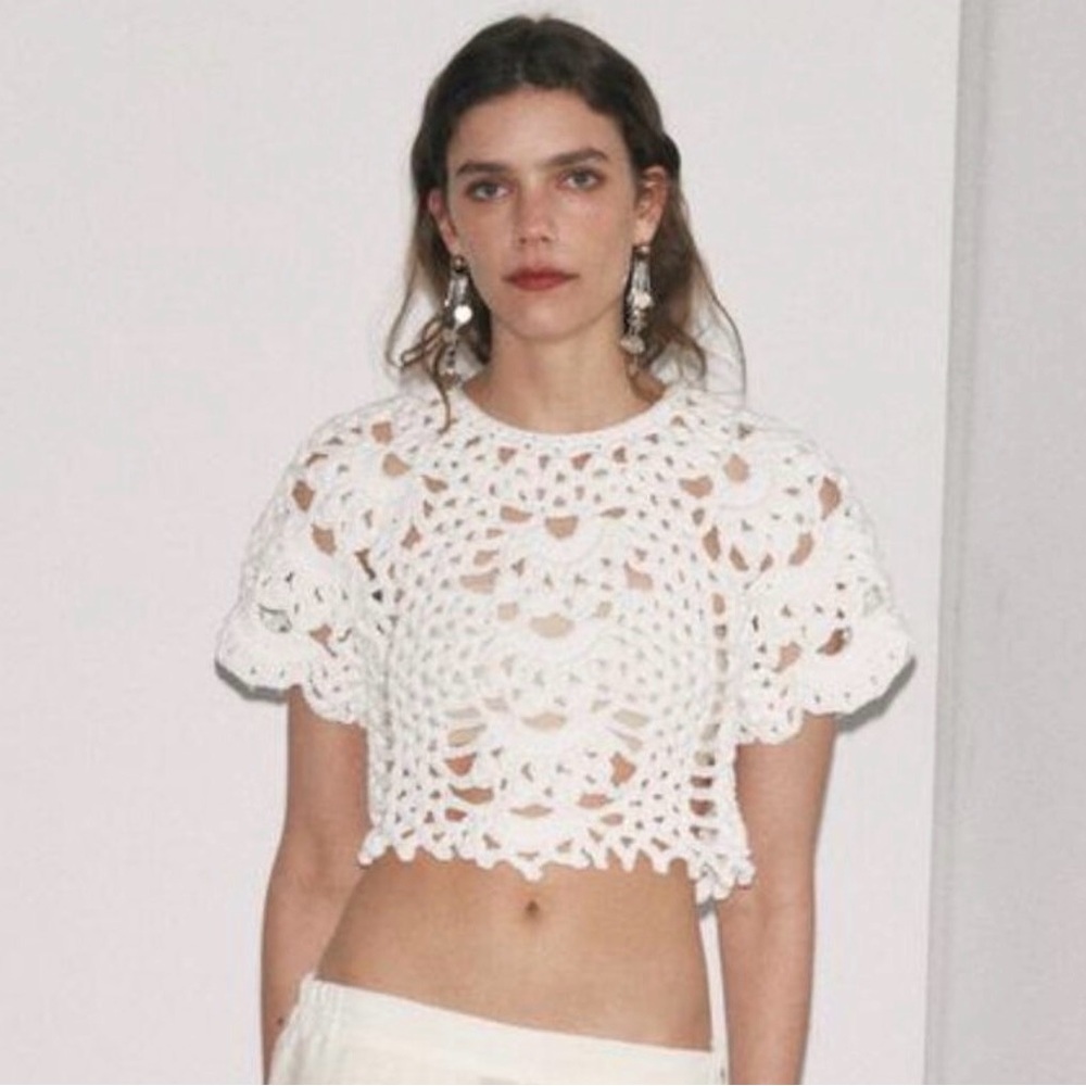 Zara White Crochet Crop Top